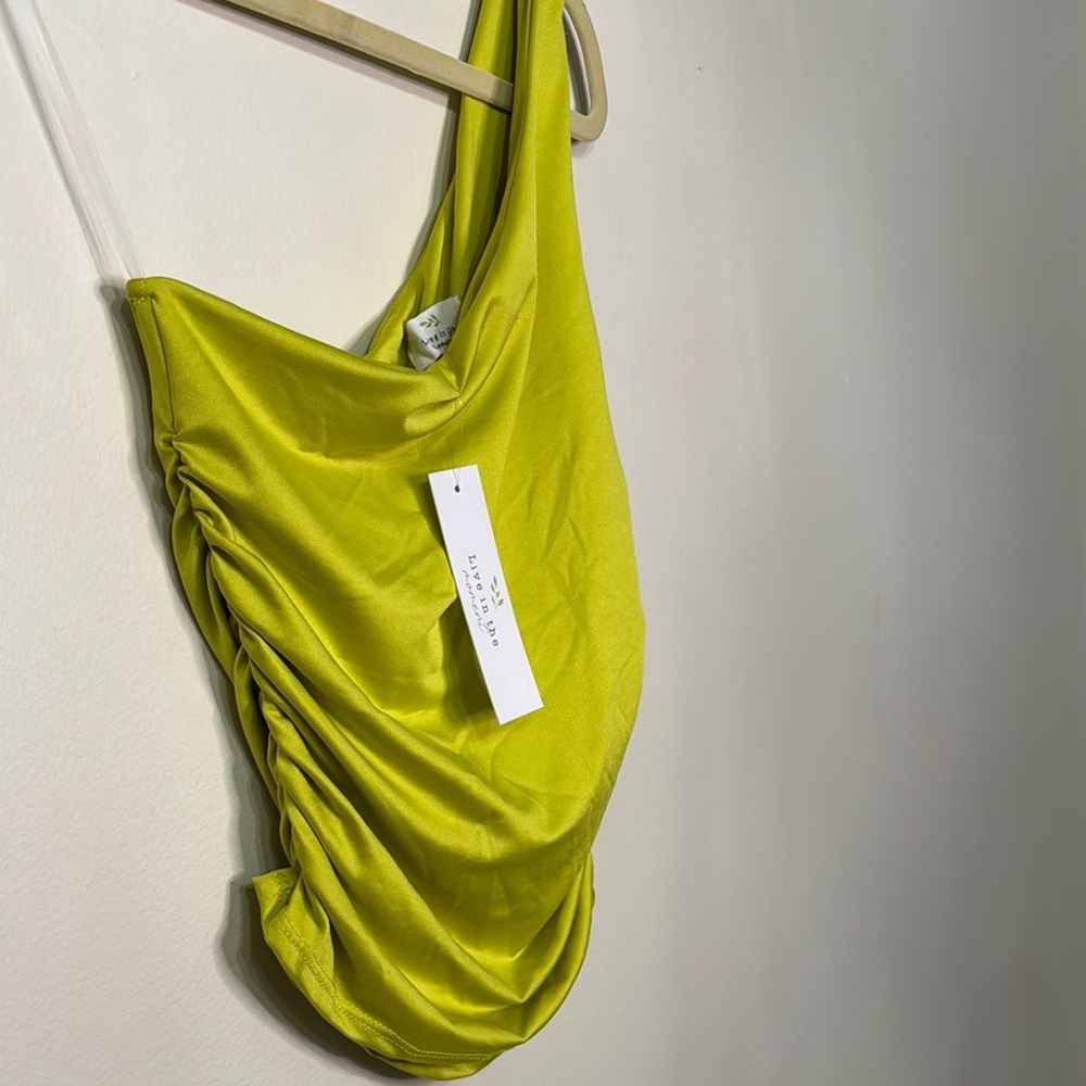 Live in the Moment Chic One-Shoulder Lime Green Top - Picture 4 of 7